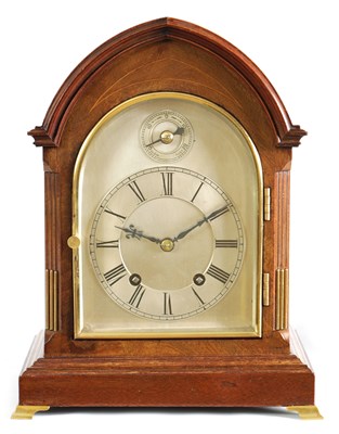 Lot 397 - A LATE 19TH CENTURY W.H. WALNUT LANCET TOP MANTEL CLOCK