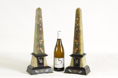 Lot 596 - A LARGE PAIR OF LATE 19TH CENTURY MARBLE AND ONYX EGYPTIAN REVIVAL OBELISKS