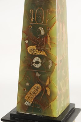 Lot 596 - A LARGE PAIR OF LATE 19TH CENTURY MARBLE AND ONYX EGYPTIAN REVIVAL OBELISKS