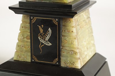 Lot 596 - A LARGE PAIR OF LATE 19TH CENTURY MARBLE AND ONYX EGYPTIAN REVIVAL OBELISKS