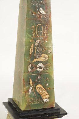 Lot 596 - A LARGE PAIR OF LATE 19TH CENTURY MARBLE AND ONYX EGYPTIAN REVIVAL OBELISKS