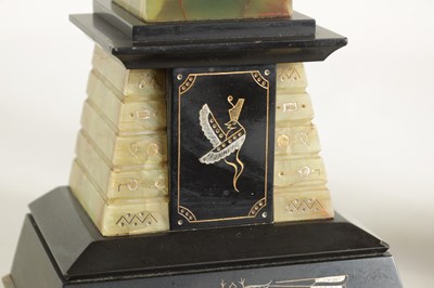Lot 596 - A LARGE PAIR OF LATE 19TH CENTURY MARBLE AND ONYX EGYPTIAN REVIVAL OBELISKS