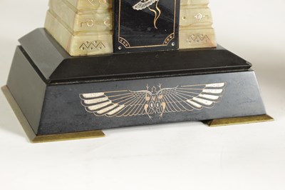 Lot 596 - A LARGE PAIR OF LATE 19TH CENTURY MARBLE AND ONYX EGYPTIAN REVIVAL OBELISKS