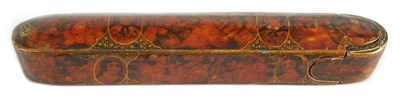 Lot 191 - A FINE 19TH CENTURY POLYCHROME GLAZED PAPIER MACHE PEN BOX