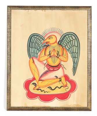 Lot 146 - A LARGE BENGALI KALIGHAT SCHOOL PAINTING OF GARUDA