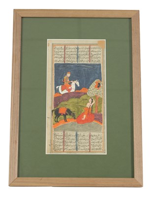 Lot 182 - A 19TH CENTURY MIDDLE EASTERN PAGE FROM THE SHAHNAMA BOOK