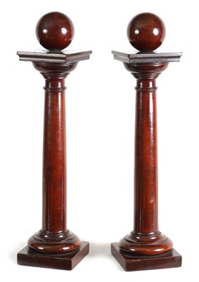 Lot 305 - A PAIR OF REGENCY TURNED MAHOGANY COLUMNS