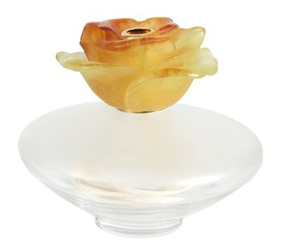 Lot 4 - A DAUM ART NOUVEAU CLEAR AND FROSTED GLASS FRAGRANCE DIFFUSER WITH REMOVABLE PATE DE VERRE ROSE