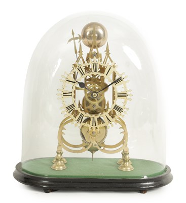 Lot 410 - AN EARLY 20TH CENTURY FUSEE SKELETON CLOCK