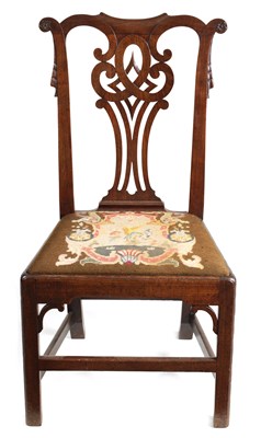 Lot 666 - A GEORGE II WALNUT SIDE CHAIR