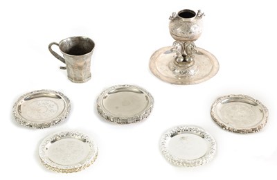 Lot 242 - TWO PIECES OF SPANISH COLONIAL SILVER METAL CUPS