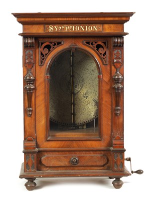 Lot 294 - A LATE 19TH CENTURY WALNUT PENNY IN THE SLOT SYMPHONION MUSIC BOX