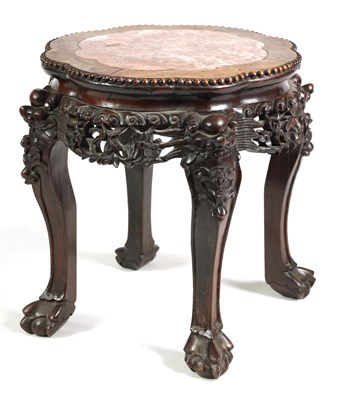 Lot 118 - A 19TH CENTURY CHINESE HARDWOOD JARDINIERE STAND