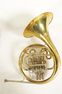 Lot 136 - A 20TH CENTURY WELTKLANG BRASS AND SILVERED FRENCH HORN