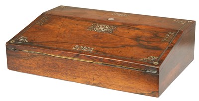 Lot 326 - A REGENCY MOTHER-OF-PEARL INLAID ROSEWOOD WRITING SLOPE