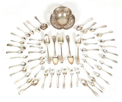 Lot 246 - A LARGE COLLECTION OF GEORGIAN AND LATER SILVER FLATWARE