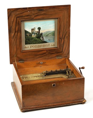 Lot 292 - A LATE 19TH CENTURY WALNUT POLYPHON MUSIC BOX