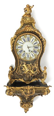 Lot 447 - JEAN MOISY, PARIS. AN 18TH CENTURY FRENCH BOULLE TORTOISESHELL BRACKET CLOCK ON BRACKET