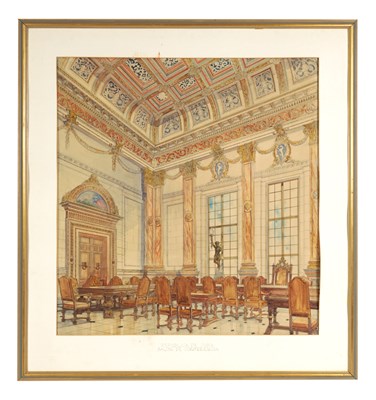 Lot 366 - A LATE 19TH CENTURY INTERIOR SCENE WATERCOLOUR