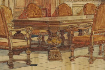 Lot 366 - A LATE 19TH CENTURY INTERIOR SCENE WATERCOLOUR