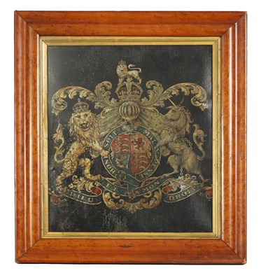 Lot 643 - A 19TH CENTURY CRESTED LEATHER PANEL