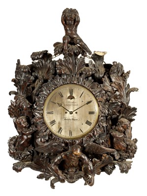 Lot 461 - FLETCHER, 27 DAVIES STREET, BERKELEY SQUARE. A LARGE AND UNUSUAL MID 19TH CENTURY DOUBLE FUSEE WALL CLOCK