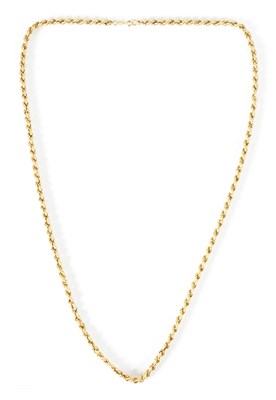 Lot 433 - AN 18CT YELLOW GOLD ROPE TWIST NECKLACE