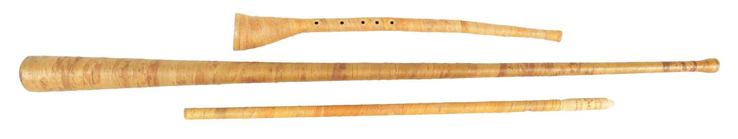 Lot 113 - A COLLECTION OF THREE SWEDISH BIRCH TRUMPETS