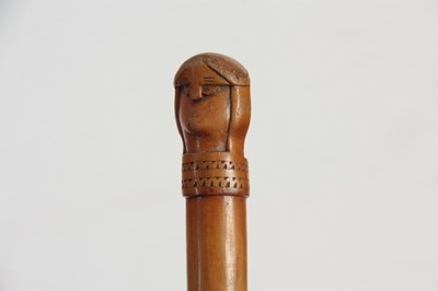 Lot 455 - AN EARLY 20TH CENTURY SCANDINAVIAN HARDWOOD WALKING STICK