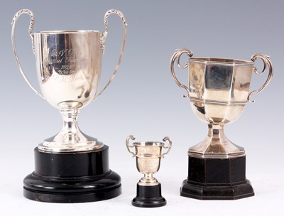 Lot 27 - A COLLECTION OF THREE TWO HANDLED SILVER...