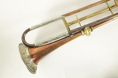 Lot 12 - A 19TH CENTURY BRASS, COPPER, AND BRONZE TRUMPET BY GEORGE SMITH