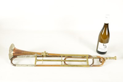 Lot 12 - A 19TH CENTURY BRASS, COPPER, AND BRONZE TRUMPET BY GEORGE SMITH