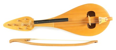 Lot 122 - A BULGARIAN MAPLE WOOD GUSLE AND BOW