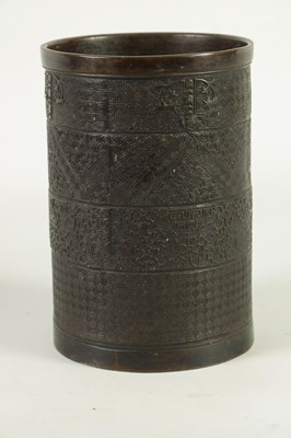 Lot 309 - A 19TH CENTURY CHINESE BRONZE BRUSH POT