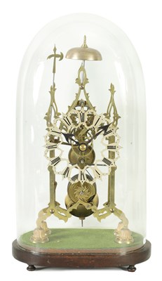 Lot 759 - A 19TH CENTURY EIGHT-DAY FUSEE BRASS SKELETON CLOCK