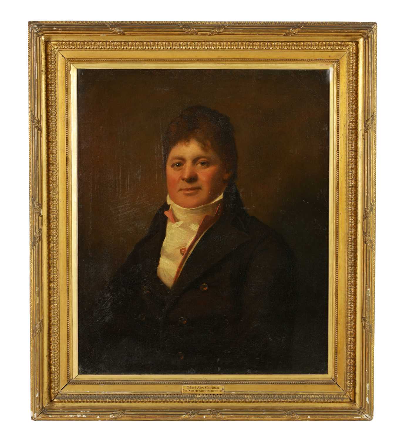 Lot 1062 - SIR HENRY RAEBURN (1756-1823) AN EARLY 19TH CENTURY OIL ON CANVAS HALF LENGTH PORTRAIT OF COLONEL ALEX CRICHTON