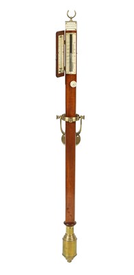 Lot 1133 - O. OWENS, 4 SOUTH CASTLE STREET, LIVERPOOL. AN EARLY 19TH CENTURY MAHOGANY MARINE STICK BAROMETER