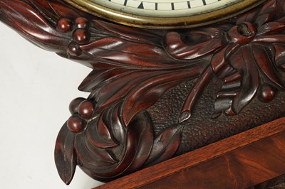 Lot 1247 - FATTORINI, SKIPTON. A MID 19TH CENTURY MAHOGANY CARVED FUSEE WALL CLOCK