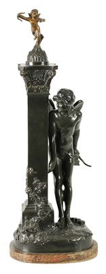 Lot 587 - AFTER PAUL PONSARD A 19TH CENTURY BRONZE SCULPTURE DEPICTING CUPID