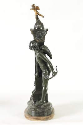 Lot 587 - AFTER PAUL PONSARD A 19TH CENTURY BRONZE SCULPTURE DEPICTING CUPID