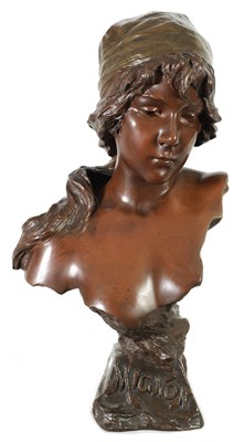 Lot 818 - SALON, DATED 1896. A FINE LATE 19TH CENTURY BRONZE BUST ENTITLED ‘MIGNON’