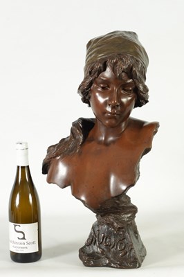 Lot 818 - SALON, DATED 1896. A FINE LATE 19TH CENTURY BRONZE BUST ENTITLED ‘MIGNON’