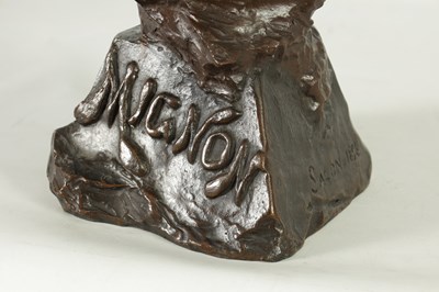 Lot 818 - SALON, DATED 1896. A FINE LATE 19TH CENTURY BRONZE BUST ENTITLED ‘MIGNON’