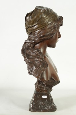 Lot 818 - SALON, DATED 1896. A FINE LATE 19TH CENTURY BRONZE BUST ENTITLED ‘MIGNON’