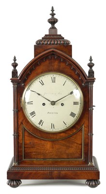 Lot 1205 - JACKSON & SON, BRISTOL. A REGENCY FIGURED MAHOGANY EIGHT-DAY FUSEE BRACKET CLOCK