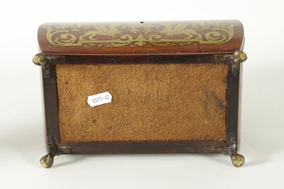 Lot 732 - A REGENCY BRASS INLAID MAHAGONY SARCOPHAGUS TEA CADDY