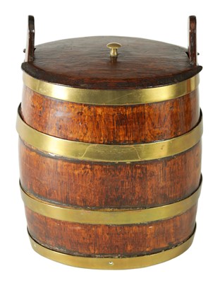 Lot 780 - A LATE 19TH-CENTURY SMALL LIDDED CANISTER IN THE FORM OF A BARREL