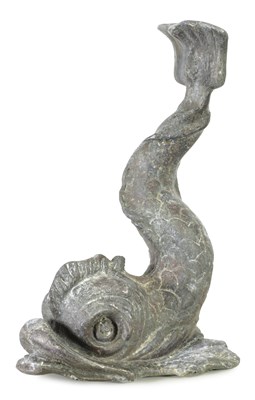 Lot 847 - A 19TH CENTURY LEAD DOLPHIN FOUNTAIN ORNAMENT