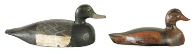 Lot 931 - TWO 19TH CENTURY CARVED WOOD DECOY DUCKS