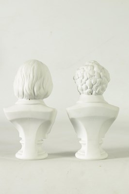 Lot 71 - A PAIR OF 19TH CENTURY PARIAN PORCELAIN BUSTS ENTITLED SCHUBERT AND LISZT
